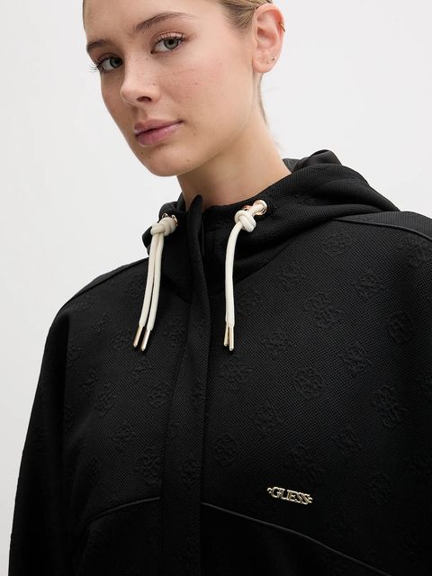 Guess kurtka PEONY kolor czarny przejściowa oversize V5YQ05 KBSL2