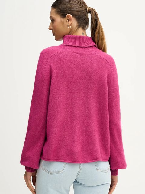 United Colors of Benetton sweter damski kolor fioletowy lekki z golfem 11CZD204F