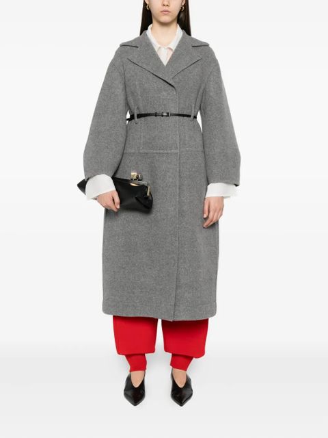 Jil Sander belted wool-cotton coat - Grey