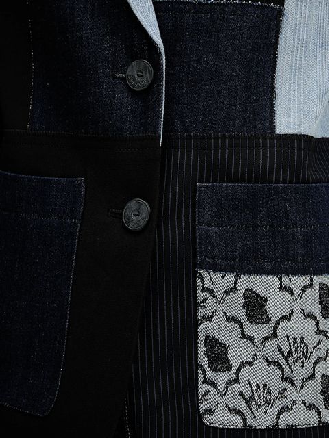 Desigual marynarka TEXTURES kolor czarny jednorzędowa wzorzysta 25WWEW51