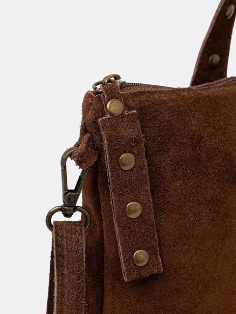 Answear.LAB torba na laptopa zamszowa kolor brązowy