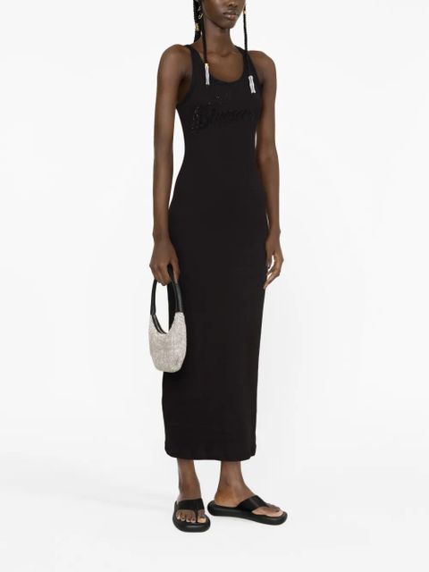 Blumarine logo-embroidered long dress - Black