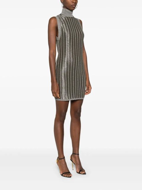 TOM FORD metallic-threading ribbed mini dress - Green