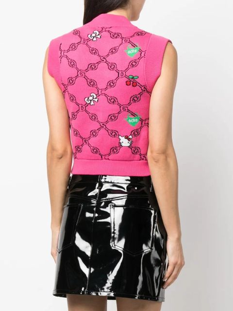 GCDS graphic-print jacquard vest - Pink