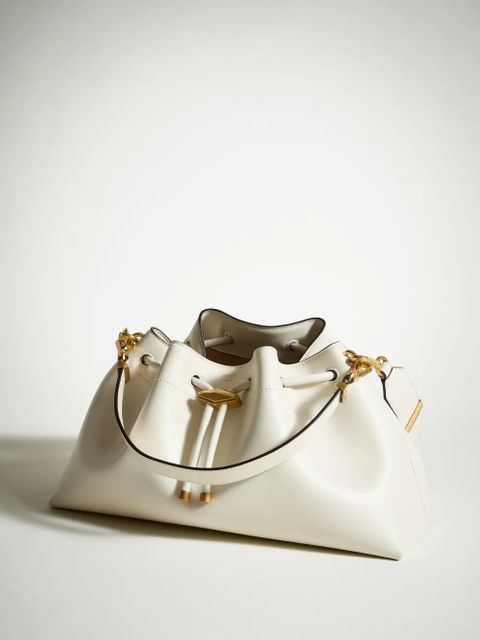 Jimmy Choo medium Cinch leather shoulder bag - White