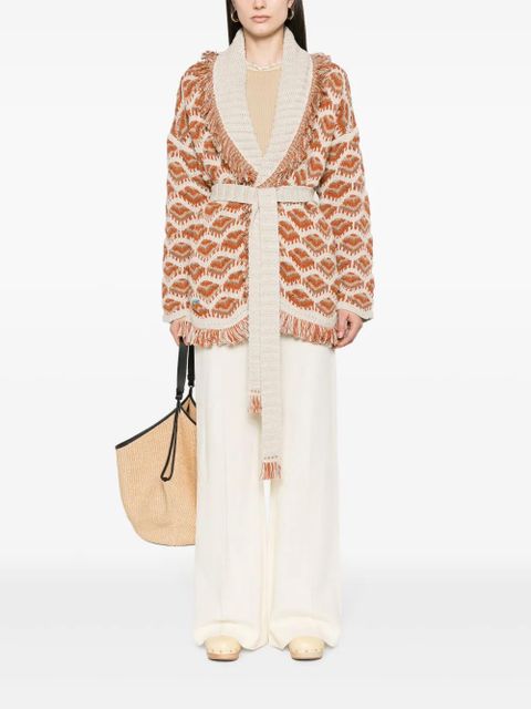 Alanui Hawa Mahal patterned-intarsia cardigan - Neutrals - zdjęcie produktu nr 2