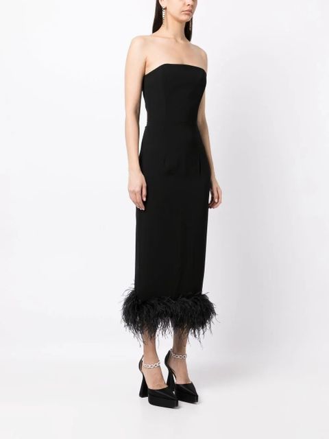 16Arlington strapless feather-trim dress - Black