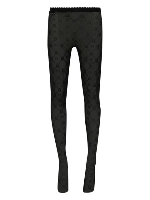 Marine Serre moon-embroidered mesh tights - Black