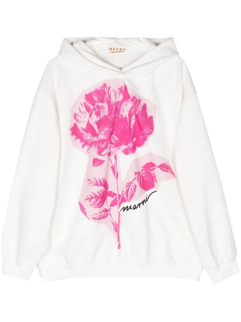 Marni Collage Flowers cotton hoodie - White - zdjęcie produktu nr 1