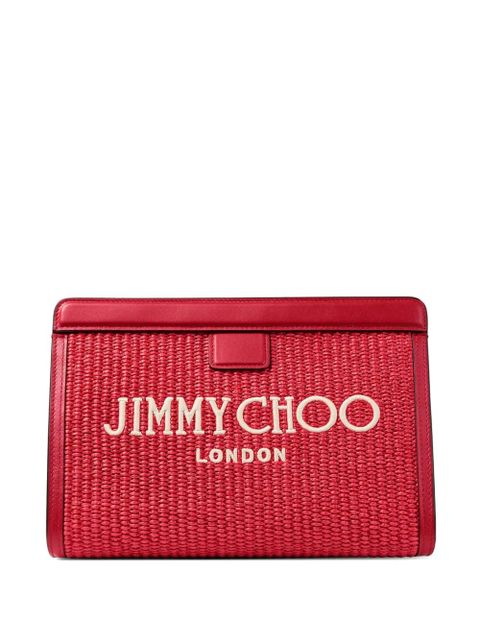 Jimmy Choo Avenue London raffia clutch bag - Red - zdjęcie produktu nr 1