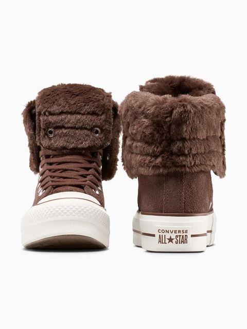 Converse trampki Chuck Taylor All Star Star Fold Over Lift kolor brązowy A15230C