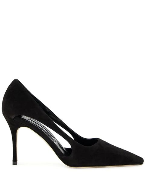 Manolo Blahnik 90MM cut-out suede pumps - Black - zdjęcie produktu nr 1