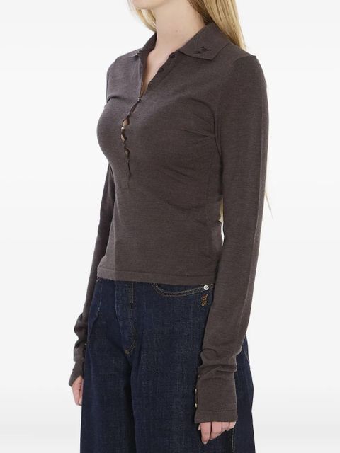 Jacquemus polo-collar buttoned top - Brown - zdjęcie produktu nr 2