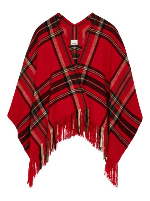 ISABEL MARANT Kamilo plaid-check fringe scarf - Red - zdjęcie produktu nr 1