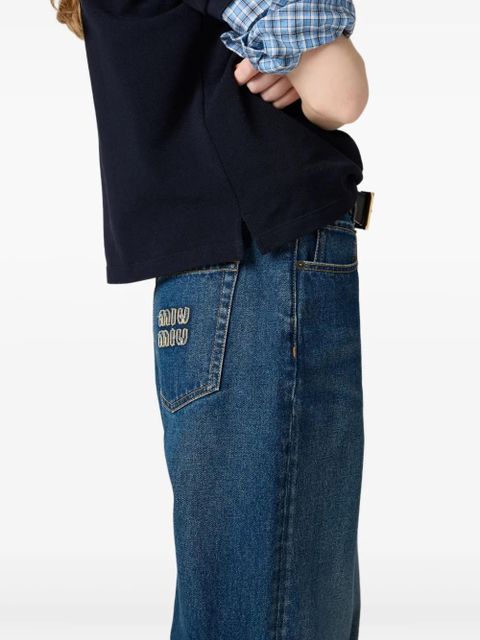Miu Miu logo-appliqué jeans - Blue