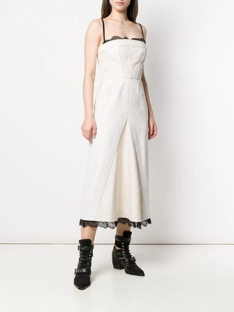 Alexander McQueen scalloped lace denim dress - Neutrals