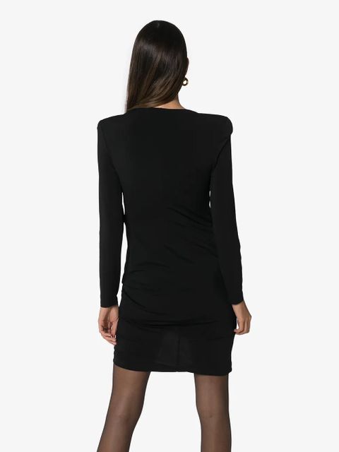 Moschino draped exaggerated shoulder dress - Black