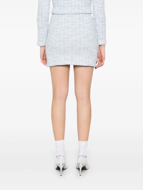 Self-Portrait checked knitted mini skirt - Blue