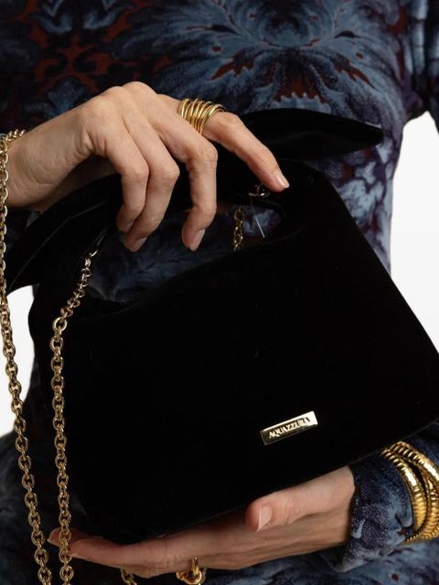 Aquazzura bow tie velvet tote bag - Black