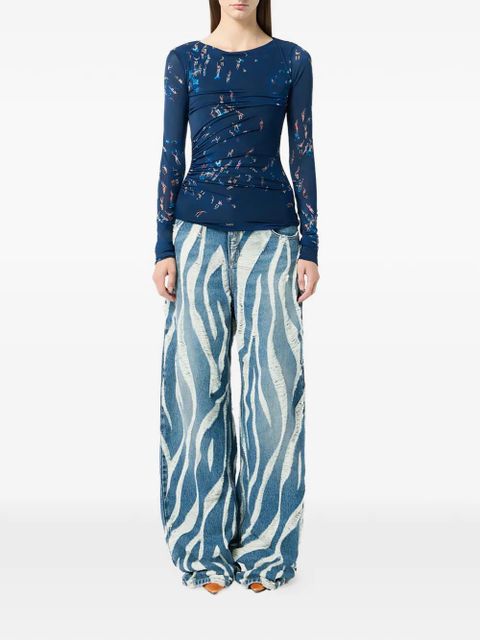 Blumarine ruched-detail T-shirt - Blue