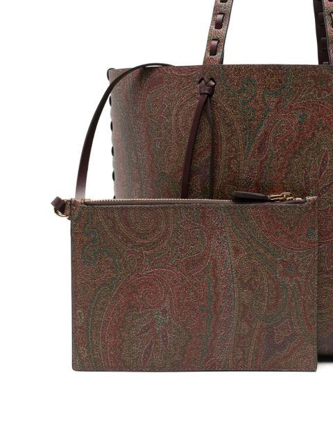 ETRO paisley-pattern braided-handle tote bag - Brown