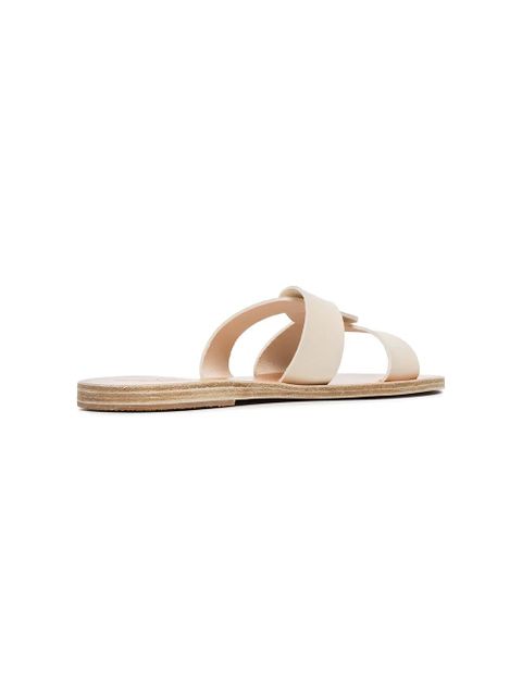 Ancient Greek Sandals white Desmos double strap leather sandals