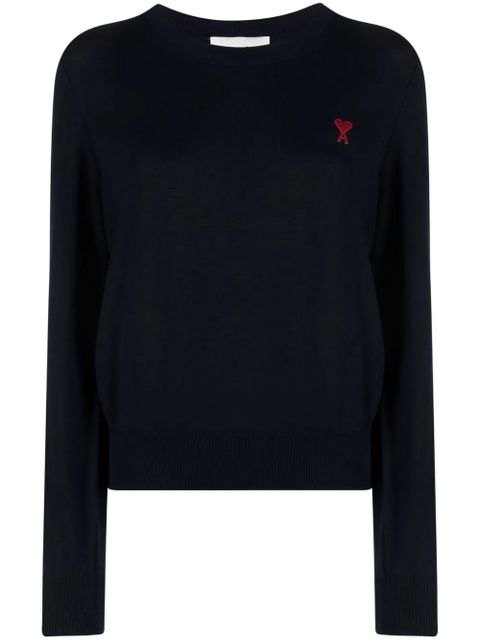 AMI Paris crew-neck merino wool jumper - Blue