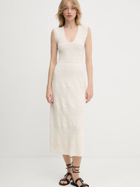 Morgan sukienka kolor beżowy maxi dopasowana RMALISA - zdjęcie produktu nr 1