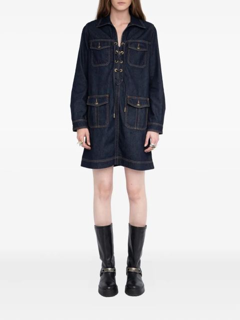 Zadig&Voltaire Remacha lace-up pocket mini dress - Blue - zdjęcie produktu nr 2