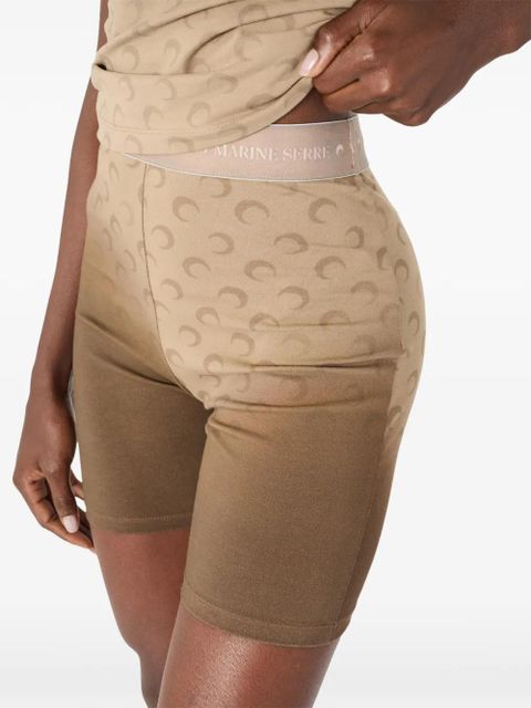 Marine Serre Moon-print faded shorts - Neutrals
