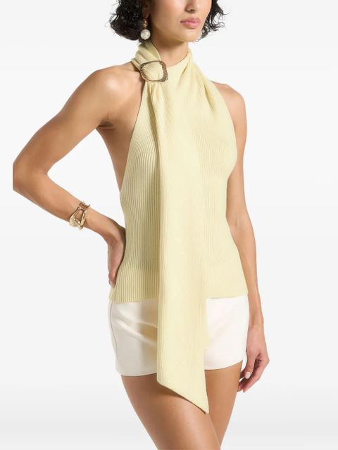 Manière De Voir Elodie draped halterneck knitted top - Yellow - zdjęcie produktu nr 2