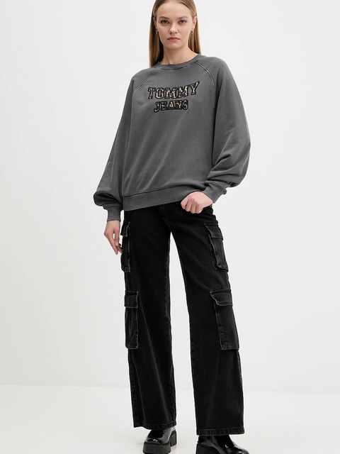 Tommy Jeans bluza bawełniana damska kolor szary z aplikacją DW0DW21959 - zdjęcie produktu nr 2