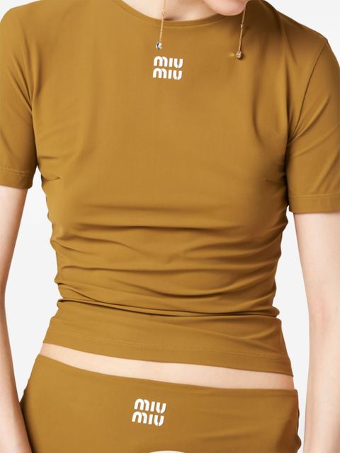 Miu Miu logo-appliquéd T-shirt - Green