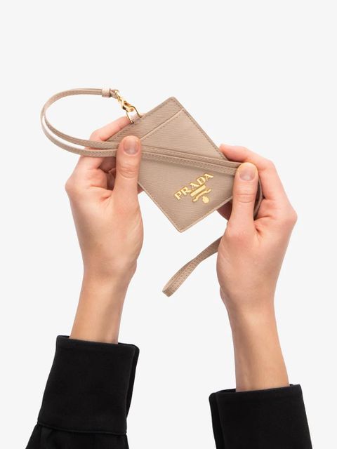 Prada logo-plaque lanyard cardholder - Pink