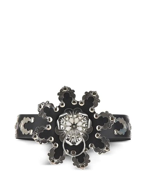 Blumarine flower-embellished leather belt - Black - zdjęcie produktu nr 1