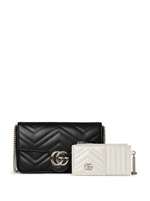 Gucci small GG Marmont chevron chain shoulder bag - Black