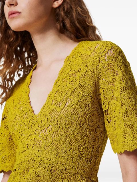 TWINSET crocheht knit mini dress - Yellow