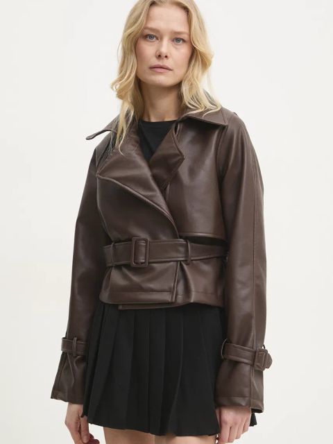 Answear.LAB kurtka damska kolor brązowy przejściowa