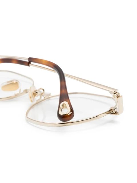 Chloé Eyewear tortoiseshell-effect geometric-frame glasses - Gold