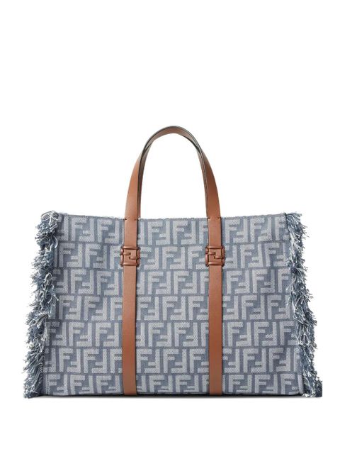 FENDI Summer FF-logo frayed tote bag - Blue - zdjęcie produktu nr 1
