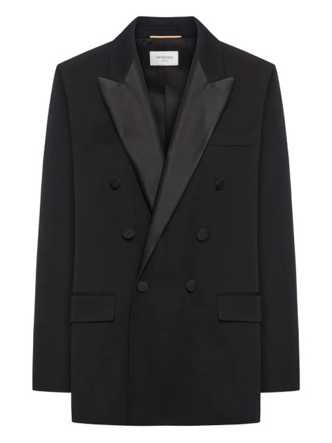 Saint Laurent satin-lapels double-breasted blazer - Black - zdjęcie produktu nr 1