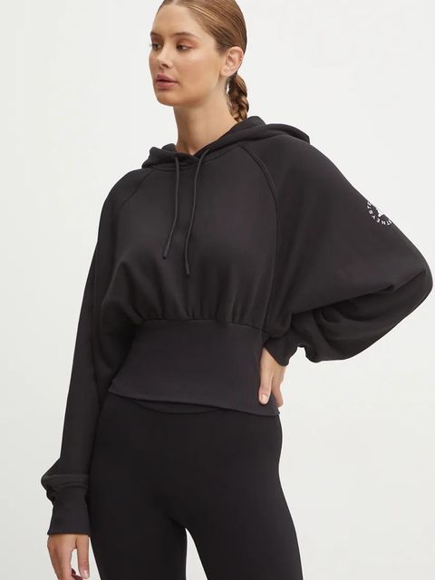 adidas by Stella McCartney bluza dresowa kolor czarny z kapturem gładka JG1543 - zdjęcie produktu nr 1