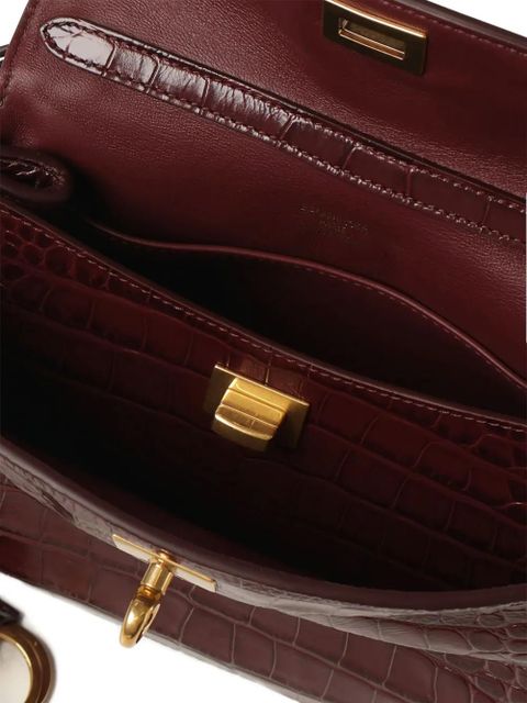 Balenciaga Rodeo crocodile-embossed top-handle bag - Red