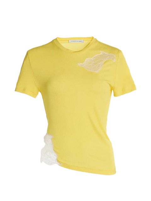 Christopher Esber Delphin lace-detail crew-neck T-shirt - Yellow - zdjęcie produktu nr 1