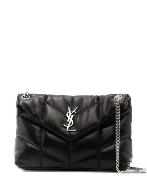 Saint Laurent quilted logo-plaque shoulder bag - Black