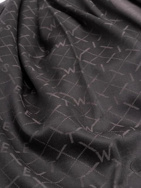 TWINSET monogram frayed scarf - Black