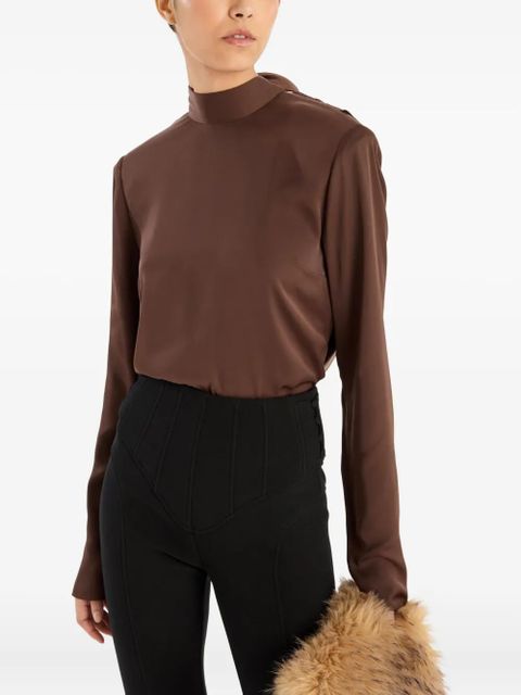 ROTATE BIRGER CHRISTENSEN cowl-back long-sleeve top - Brown