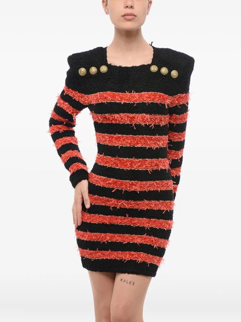Balmain striped button-detailed dress - Red - zdjęcie produktu nr 1