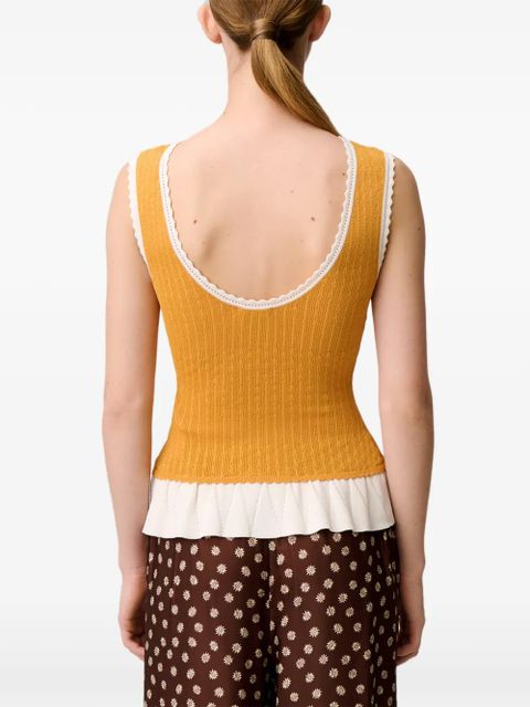 Claudie Pierlot ruffled scallop top - Yellow