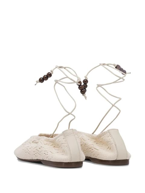 ALOHAS beaded lace-up ballet flats - Neutrals